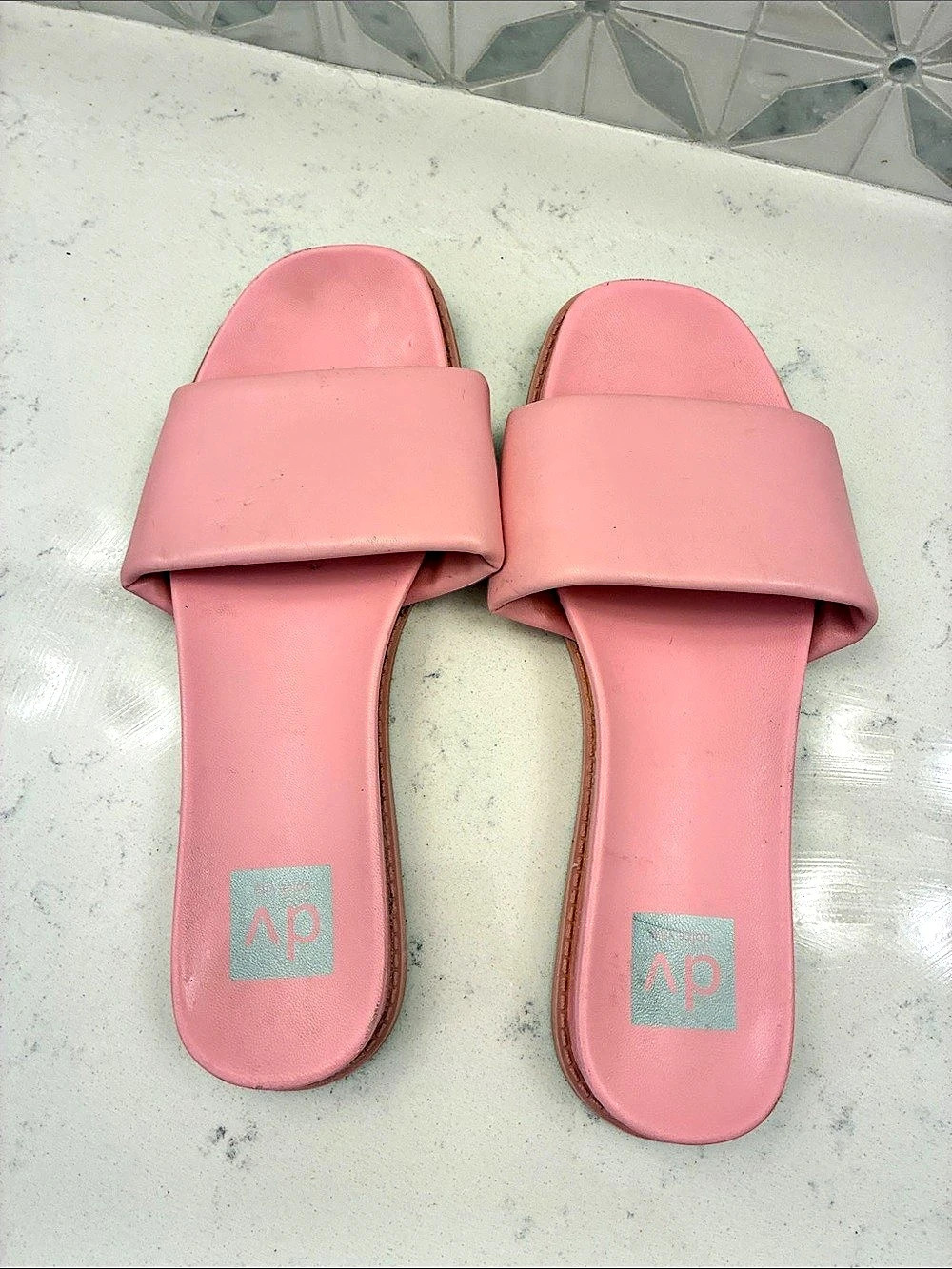 DV Dolce Vita Joanna Blush Pink Padded Flat Slide Sandals